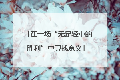 在一场“无足轻重的胜利”中寻找意义